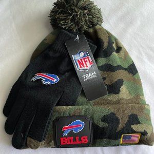 NFL Team Apparel Buffalo Bills Adult Beanie Glove Set Green Camo OS